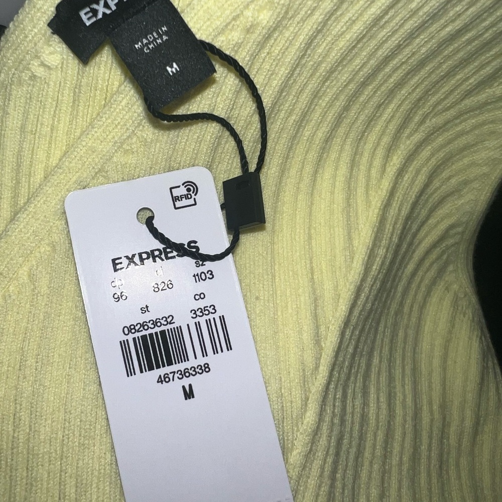 Express Yellow Ribbed Tank Top - Picture 2 of 4